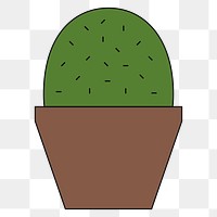 PNG Cactus houseplant pot, flat illustration, transparent background