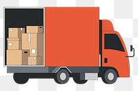 PNG Orange moving truck, flat illustration, transparent background