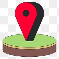 PNG Red pin map icon, flat graphic, transparent background