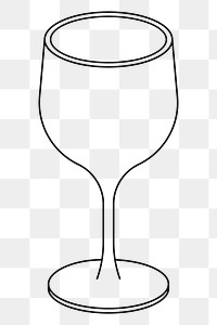 PNG Empty wine glass, flat object illustration, transparent background