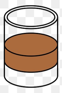 PNG Glass of whiskey, flat illustration, transparent background