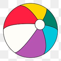 PNG Colorful beach ball, flat illustration, transparent background