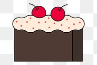 Png cake with cherry side view illustration, transparent background