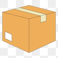 PNG Parcel box, flat object illustration, transparent background