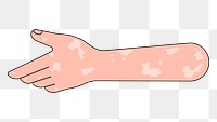 PNG Reaching vitiligo hand, gesture illustration, transparent background