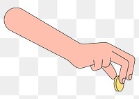 PNG Hand picking up coin, money illustration, transparent background