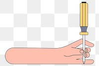 Png hand holding screwdriver illustration,  transparent background