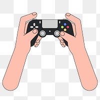PNG Hands playing game controller, flat illustration, transparent background