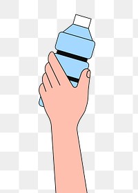 PNG Hand holding water bottle, flat illustration, transparent background