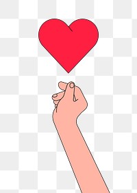 Png love mini heart hand gesture illustration, transparent background