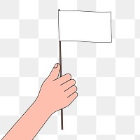 PNG Hand holding white flag, surrender sign, transparent background