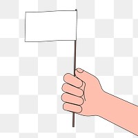 PNG Hand holding white flag, surrender sign, transparent background