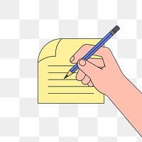 Png hand writing on note illustration, transparent background