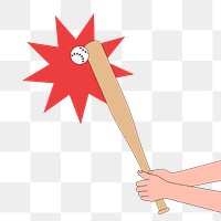 Png baseball bat hitting ball illustration, transparent background