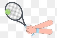 Png tennis racket hitting ball illustration, transparent background