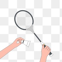 Png badminton racket with shuttlecock illustration, transparent background