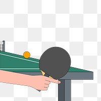 Png ping pong paddle and table illustration, transparent background