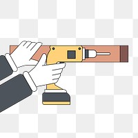 Png hands holding electric screwdriver illustration, transparent background