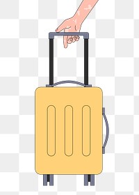 PNG Yellow travel luggage, flat illustration, transparent background