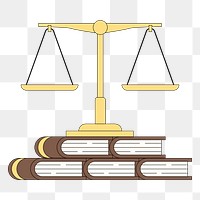 Png justice scales with book illustration, transparent background