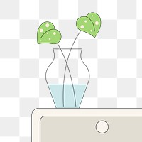 PNG Houseplant vase, home decor illustration, transparent background