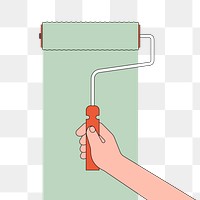 Png green short painting roller illustration, transparent background