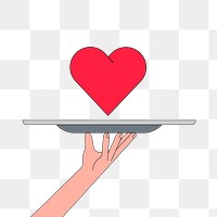 Png presenting heart on the plate illustration, transparent background