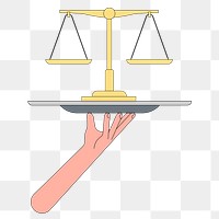 PNG Hand serving scales of justice, legal illustration, transparent background