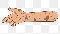 PNG Reaching vitiligo hand, gesture illustration, transparent background