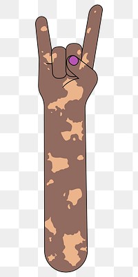 PNG Vitiligo rock n' roll hand sign, flat illustration, transparent background