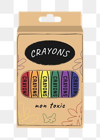 Crayons box, cute stationery illustration