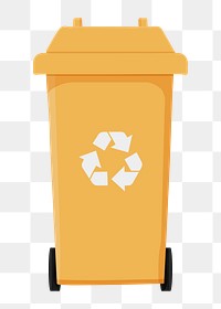 Yellow png recycle bin, transparent background