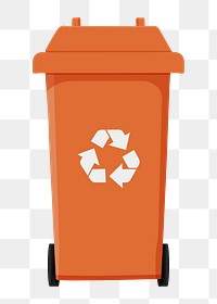 Orange png recycle bin, transparent background