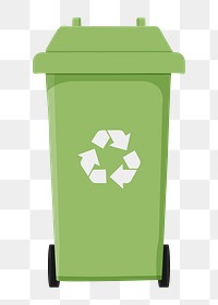 Green png recycle bin, transparent background