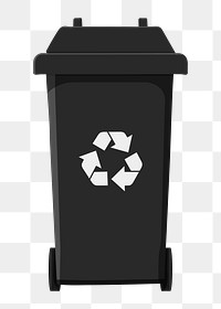 Black png recycle bin,  transparent background