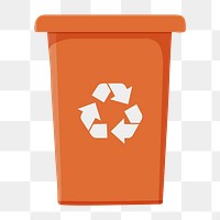 Orange png recycle bin, transparent background