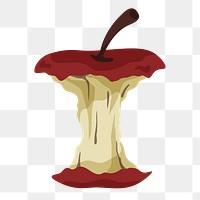 Eaten apple png, transparent background