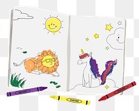 Coloring book png cute stationery, transparent background