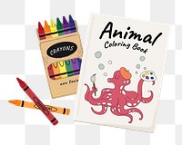 Animal coloring book png cute stationery, transparent background