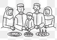 Png Muslim family having meal, transparent background