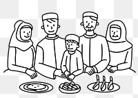 Png Muslim family having meal, transparent background