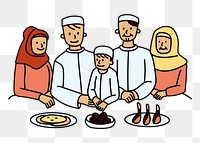 Png Muslim family having meal, transparent background