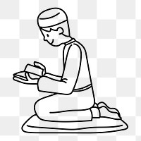 Png Muslim man praying doodle, transparent background