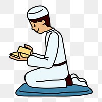 Png Muslim man praying doodle, transparent background