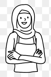 Png Happy Muslim woman doodle, transparent background