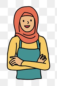 Png Happy Muslim woman doodle, transparent background