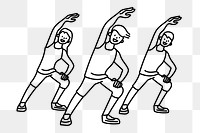 Png group aerobics doodle, transparent background