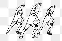 Png group aerobics doodle, transparent background