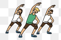 Png group aerobics doodle, transparent background