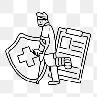 Png health insurance for men doodle, transparent background